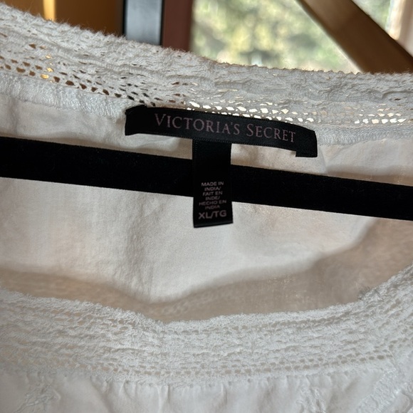 Victoria's Secret White Crochet Lace 3/4 Sleeve Airy 100% Cotton Tunic Size XL - Picture 4 of 8